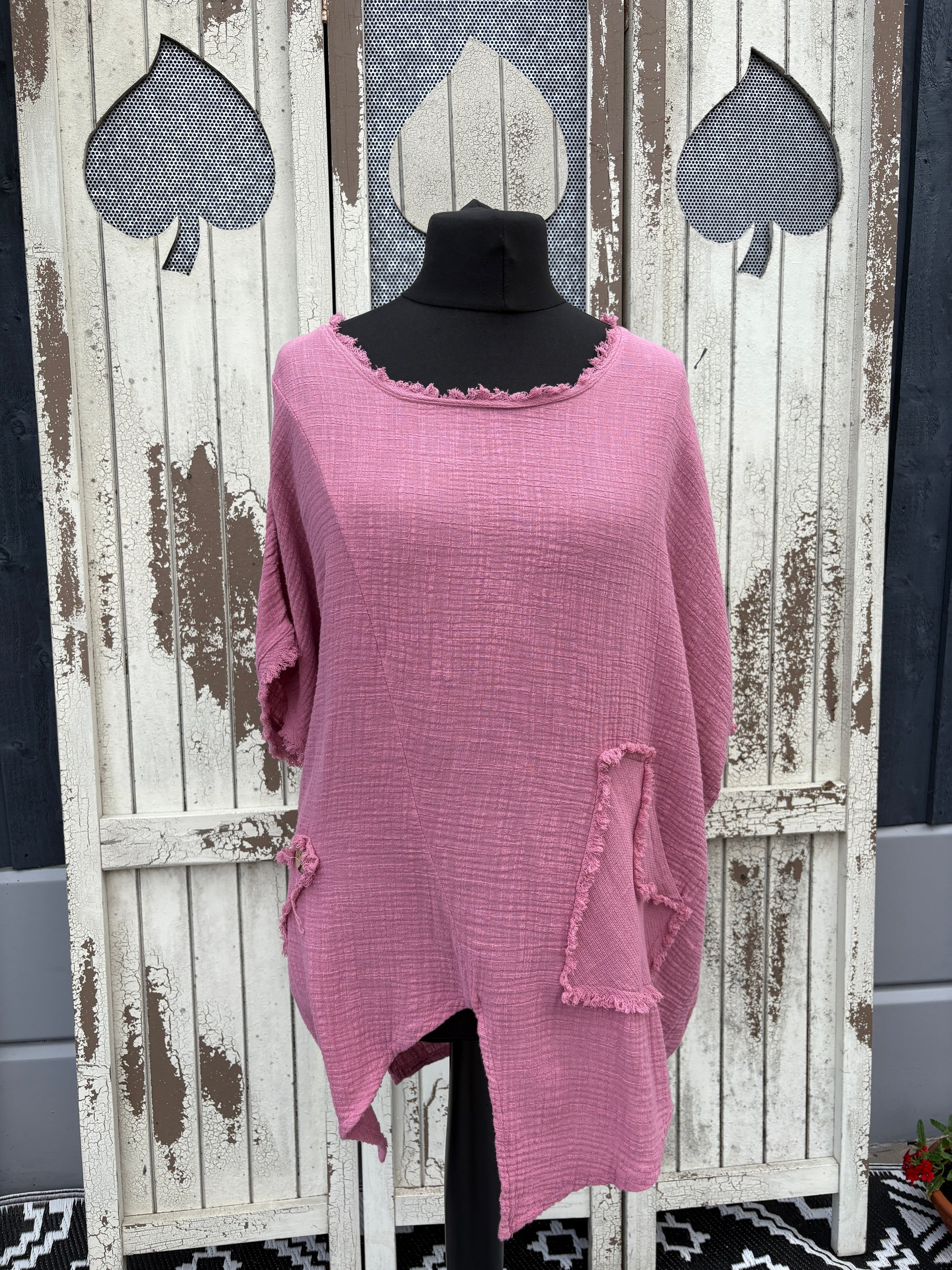 Made in Italy Cotton Boho Asymmetric Top Various Colours