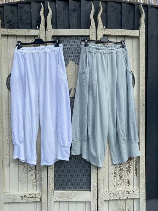 Made in Italy Cropped Hopsack Cocoon Pants - Various Colours