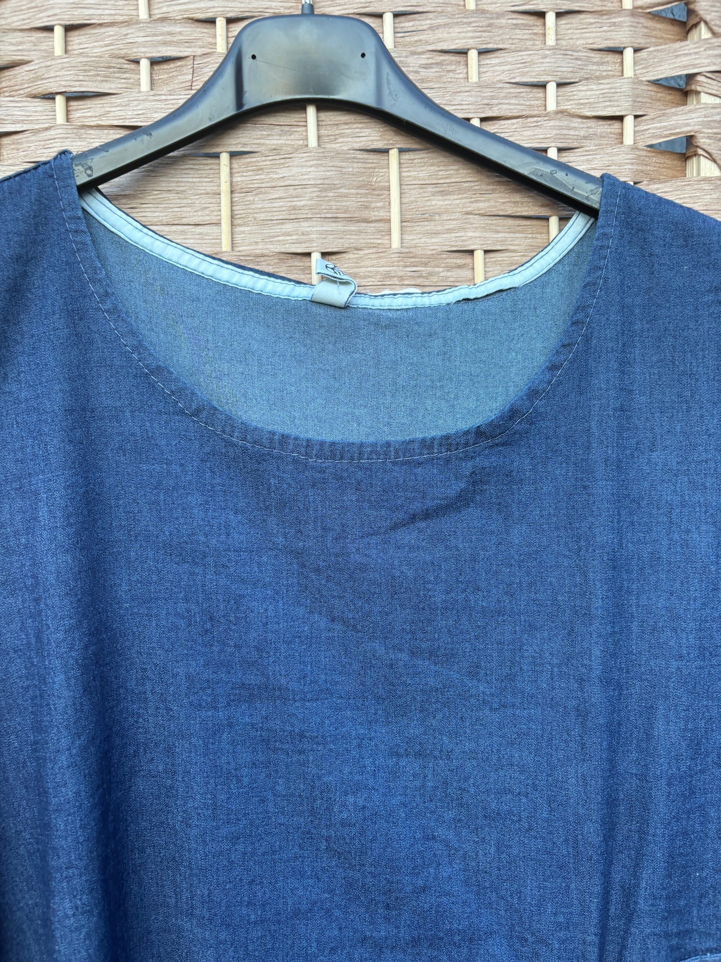 Made in Italy Denim Ruched Midi Dress