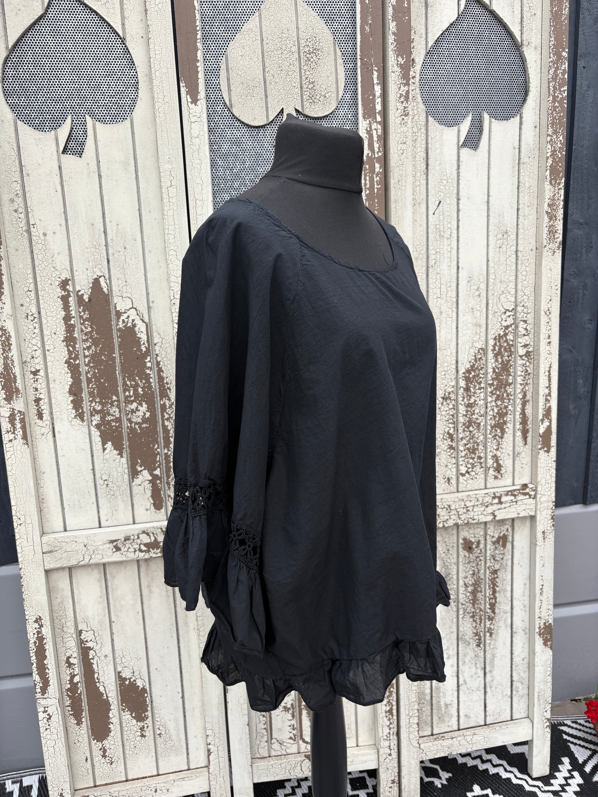 Made in Italy Embroidered Sleeve Top Various Colours
