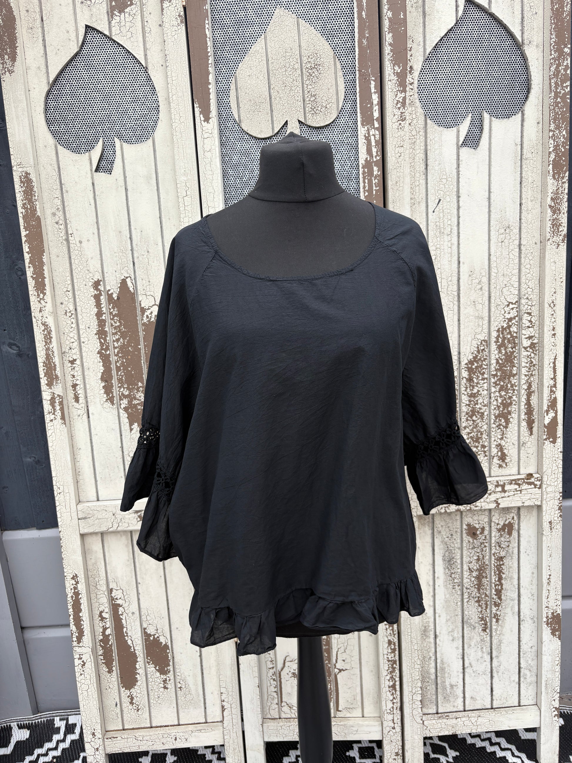 Made in Italy Embroidered Sleeve Top Various Colours