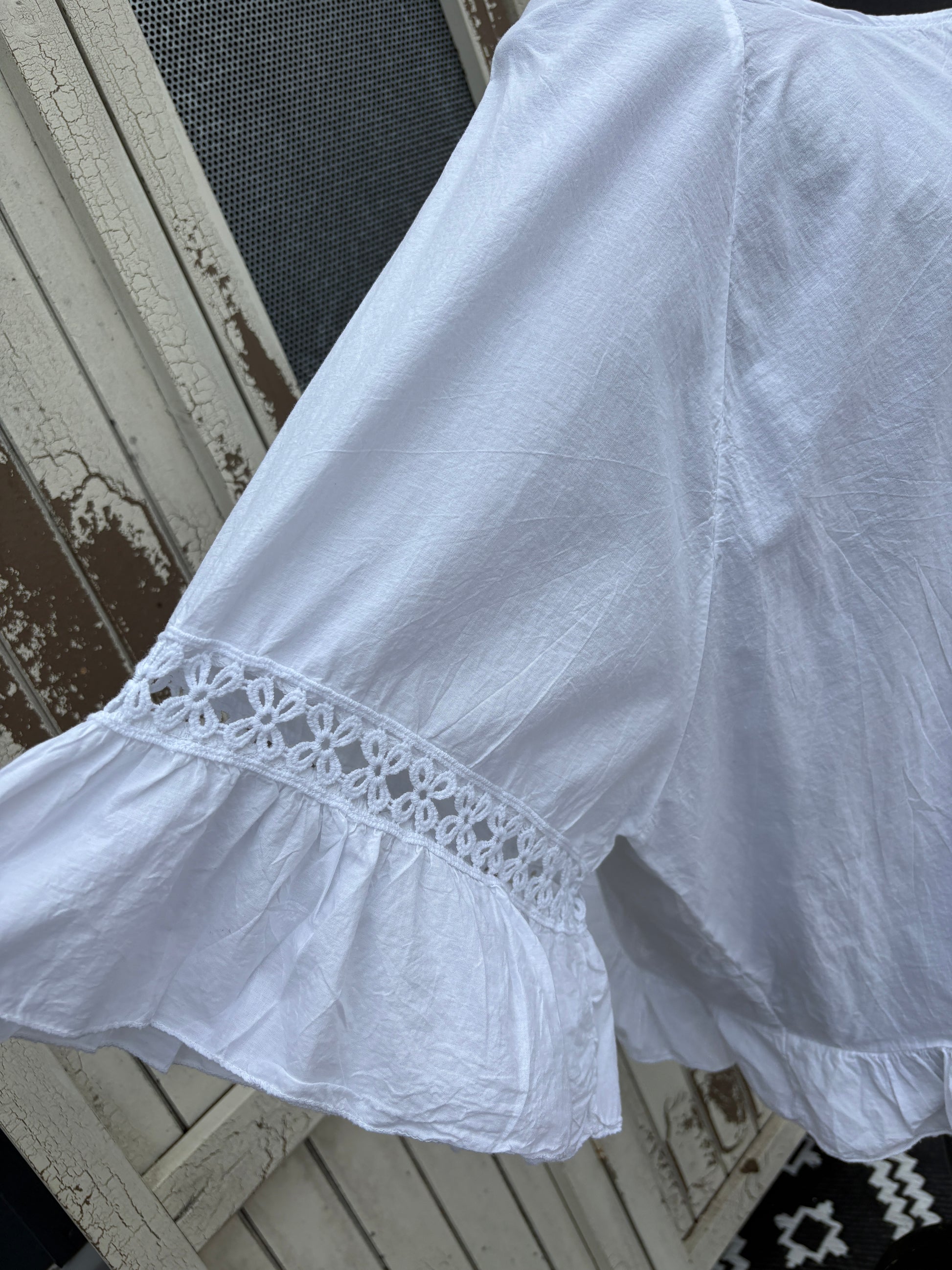 Made in Italy Embroidered Sleeve Top Various Colours