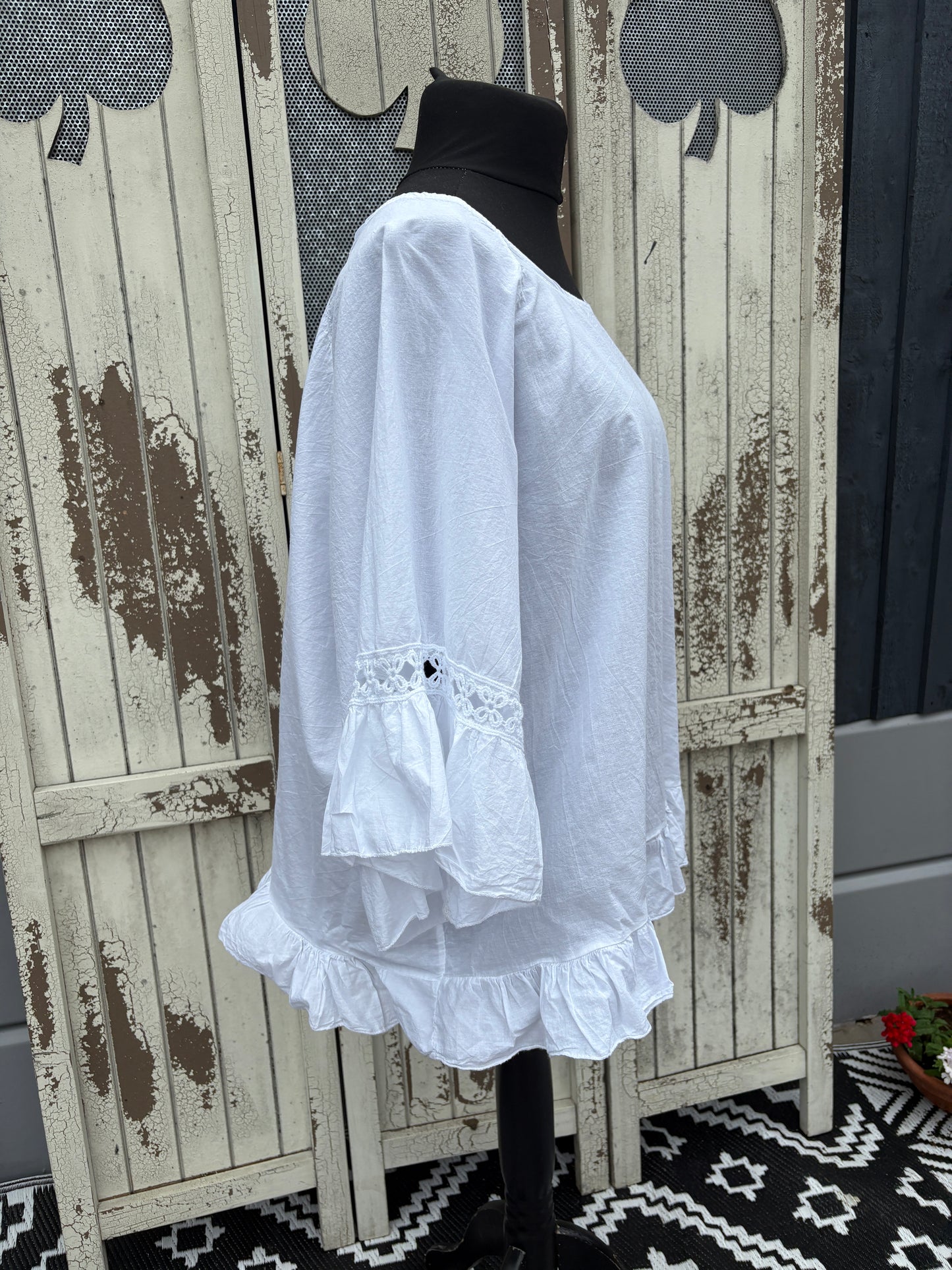 Made in Italy Embroidered Sleeve Top Various Colours