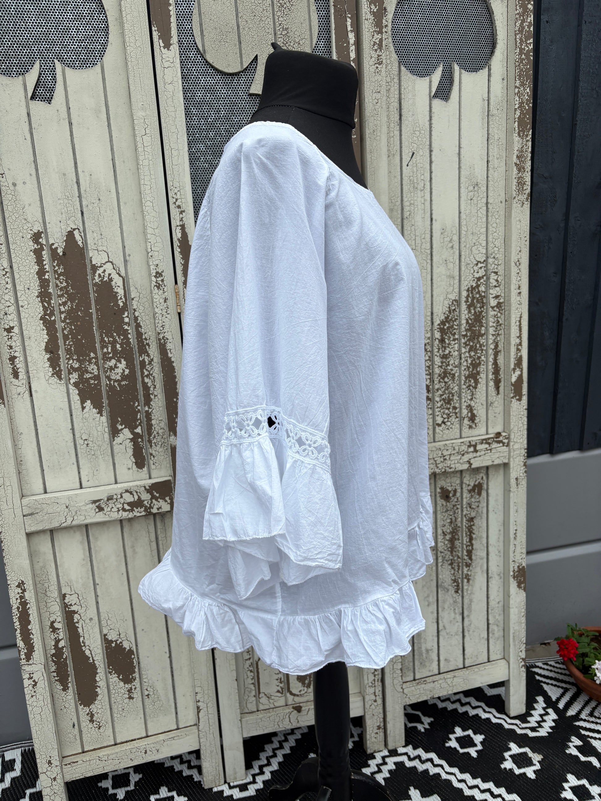 Made in Italy Embroidered Sleeve Top Various Colours