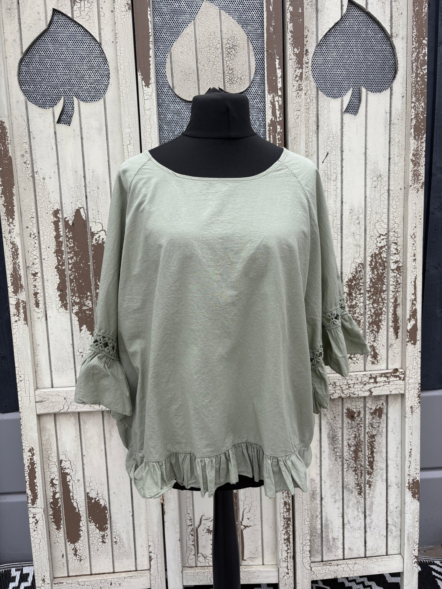 Made in Italy Embroidered Sleeve Top Various Colours