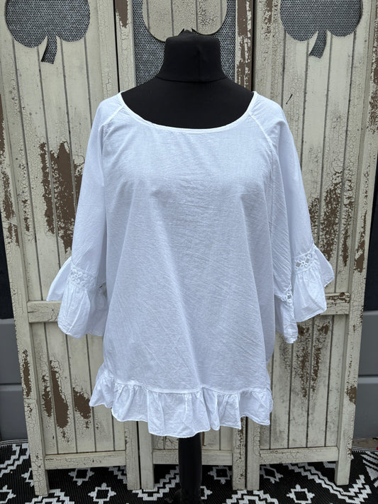 Made in Italy Embroidered Sleeve Top Various Colours