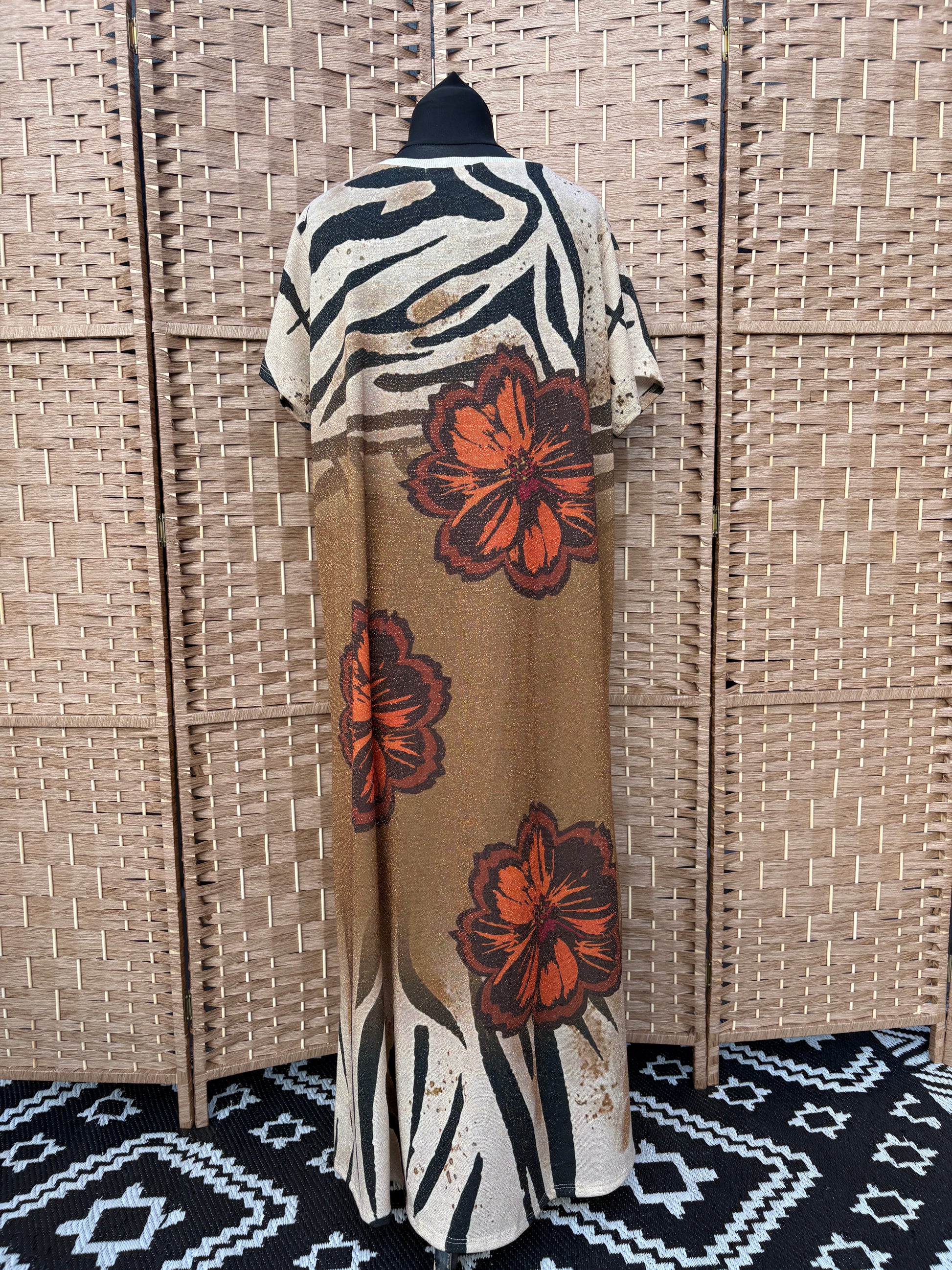 Made in Italy Floral Shimmer Maxi Dress
