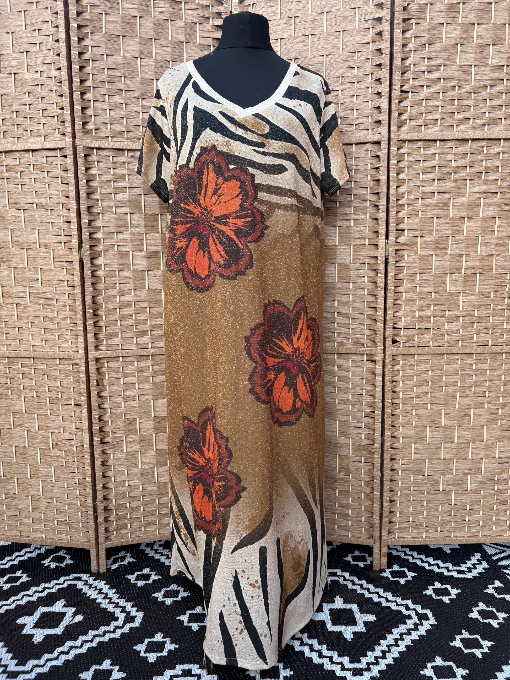 Made in Italy Floral Shimmer Maxi Dress