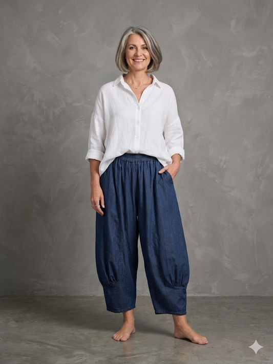 Made in Italy Florence Cocoon Joggers/Trousers (Denim)