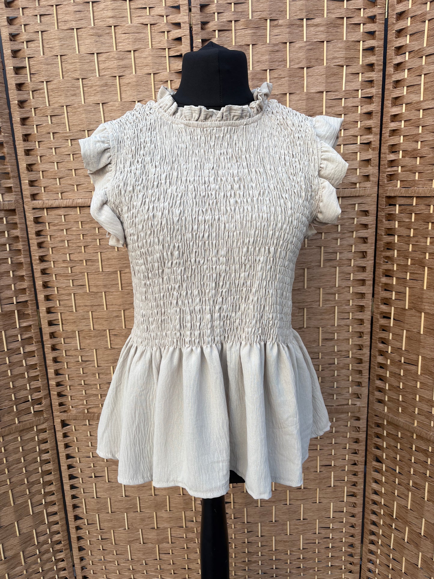 Made in Italy Frill Sleeve Shirred Top Various Colours