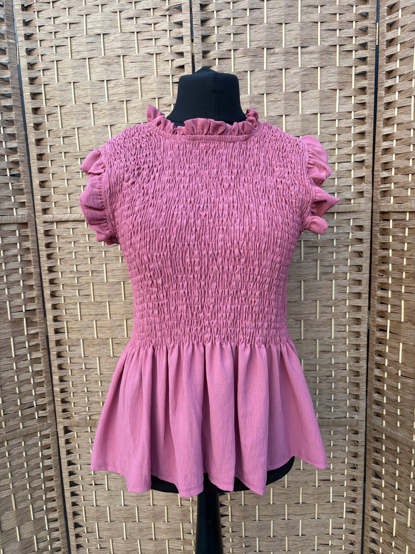 Made in Italy Frill Sleeve Shirred Top Various Colours