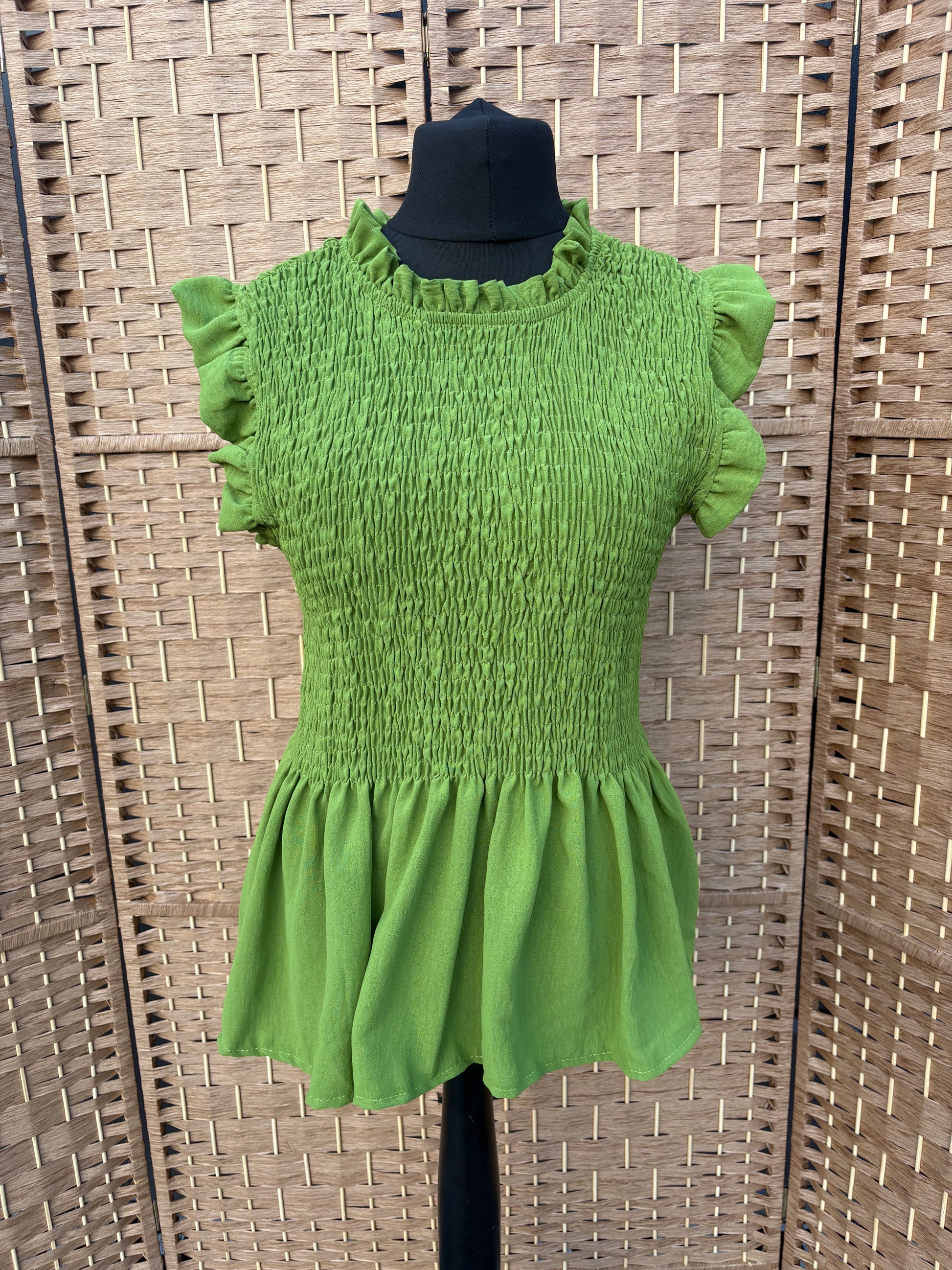 Made in Italy Frill Sleeve Shirred Top Various Colours