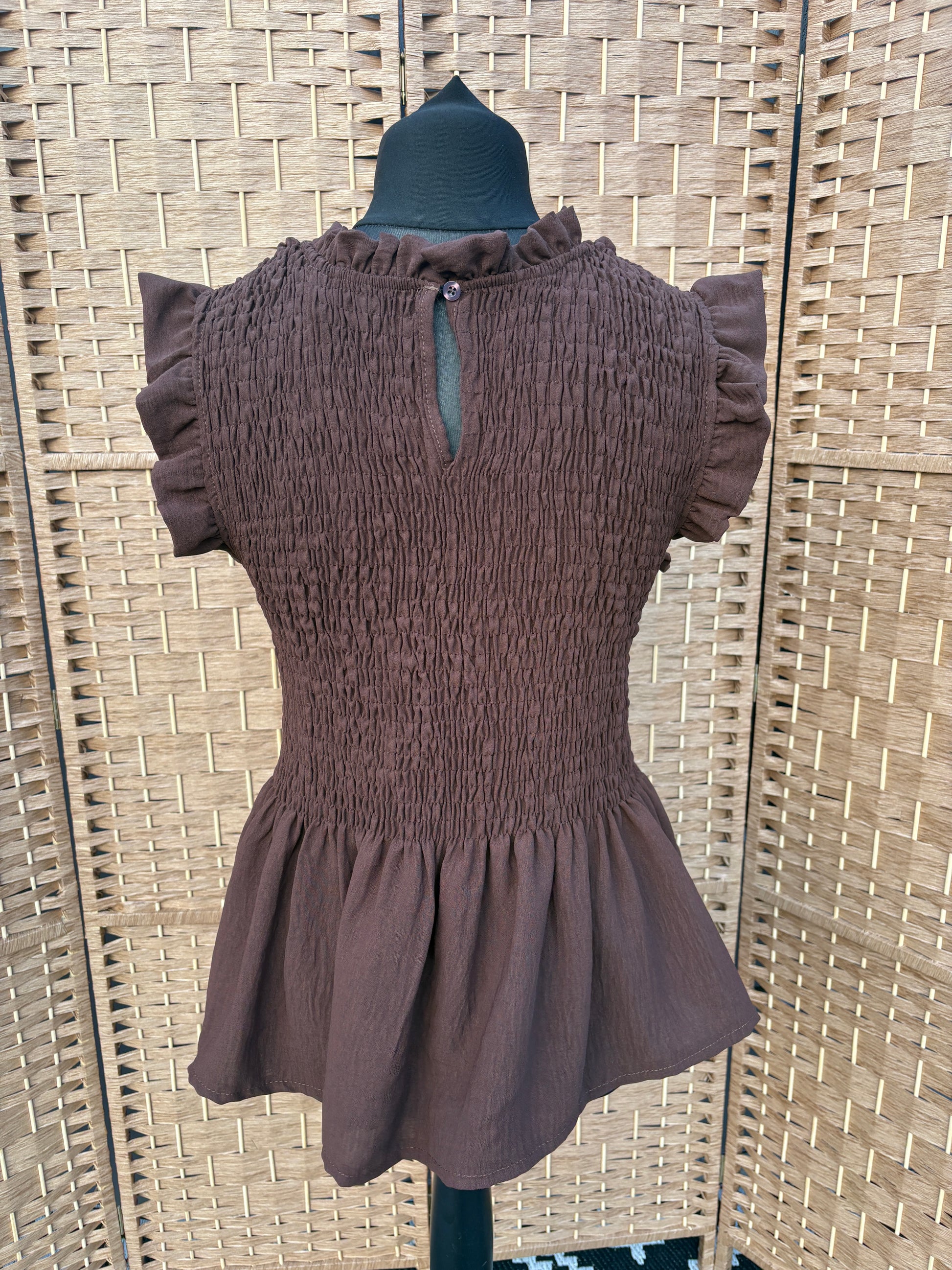 Made in Italy Frill Sleeve Shirred Top Various Colours