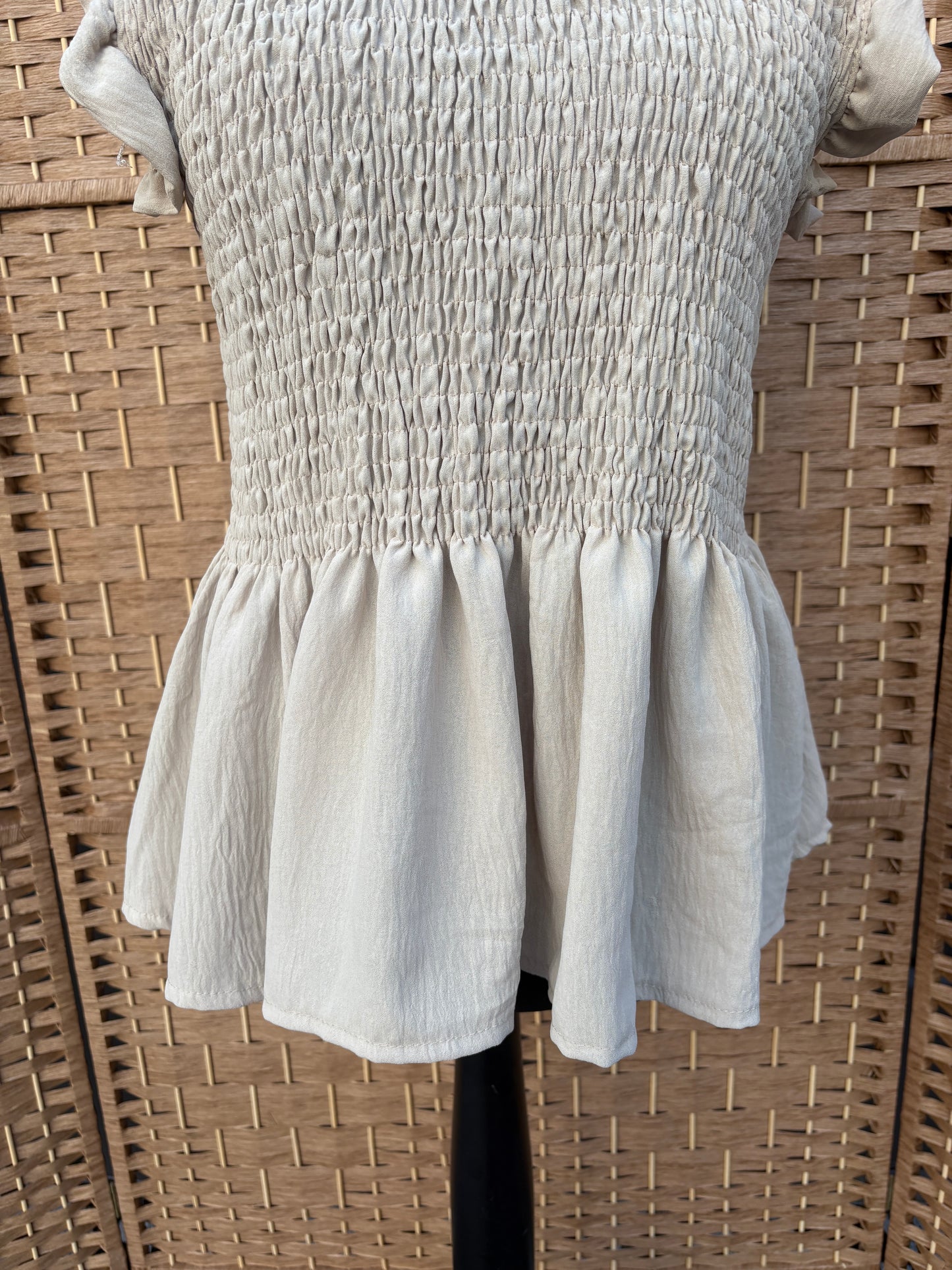 Made in Italy Frill Sleeve Shirred Top Various Colours