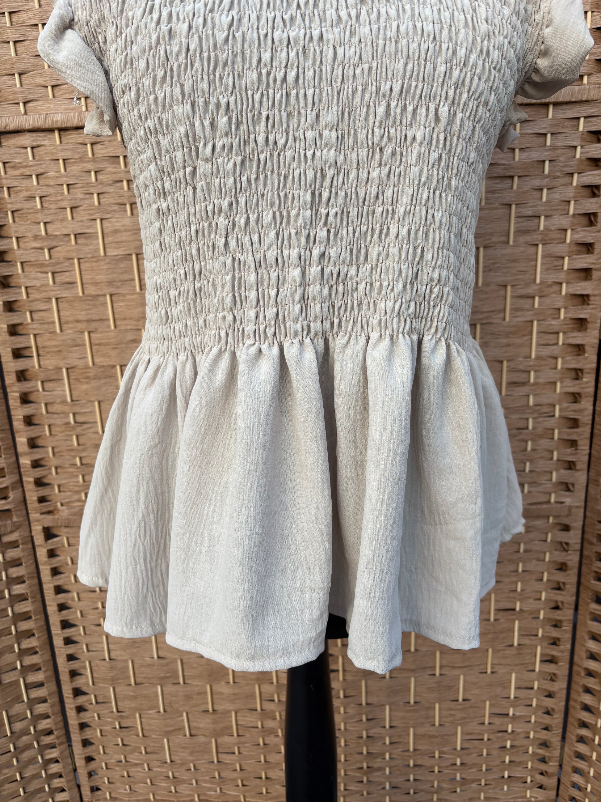 Made in Italy Frill Sleeve Shirred Top Various Colours
