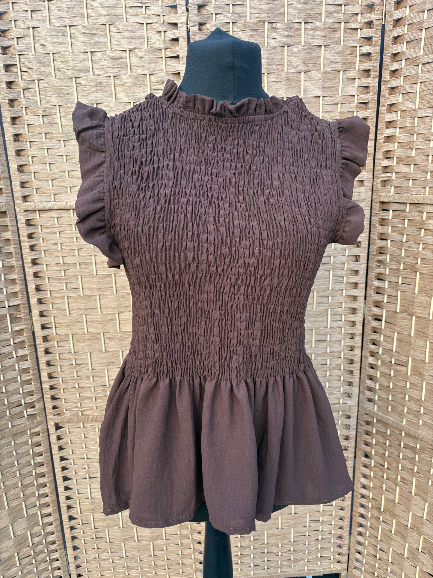 Made in Italy Frill Sleeve Shirred Top Various Colours