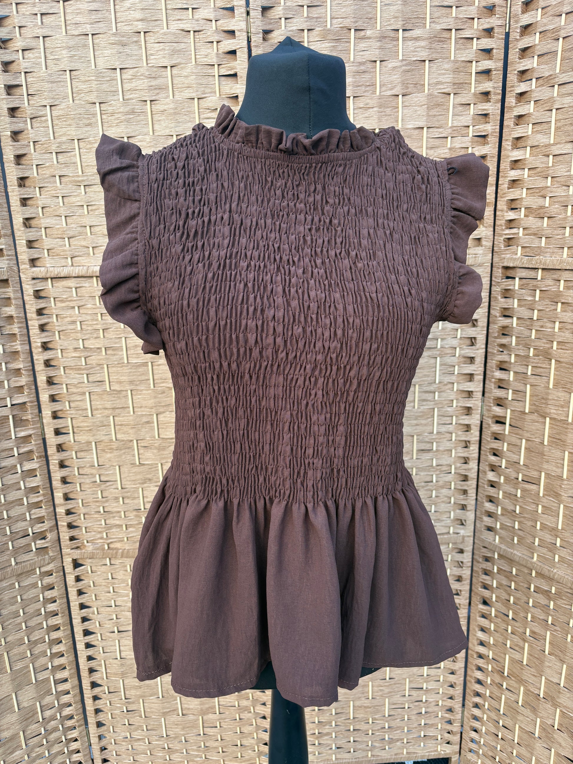 Made in Italy Frill Sleeve Shirred Top Various Colours