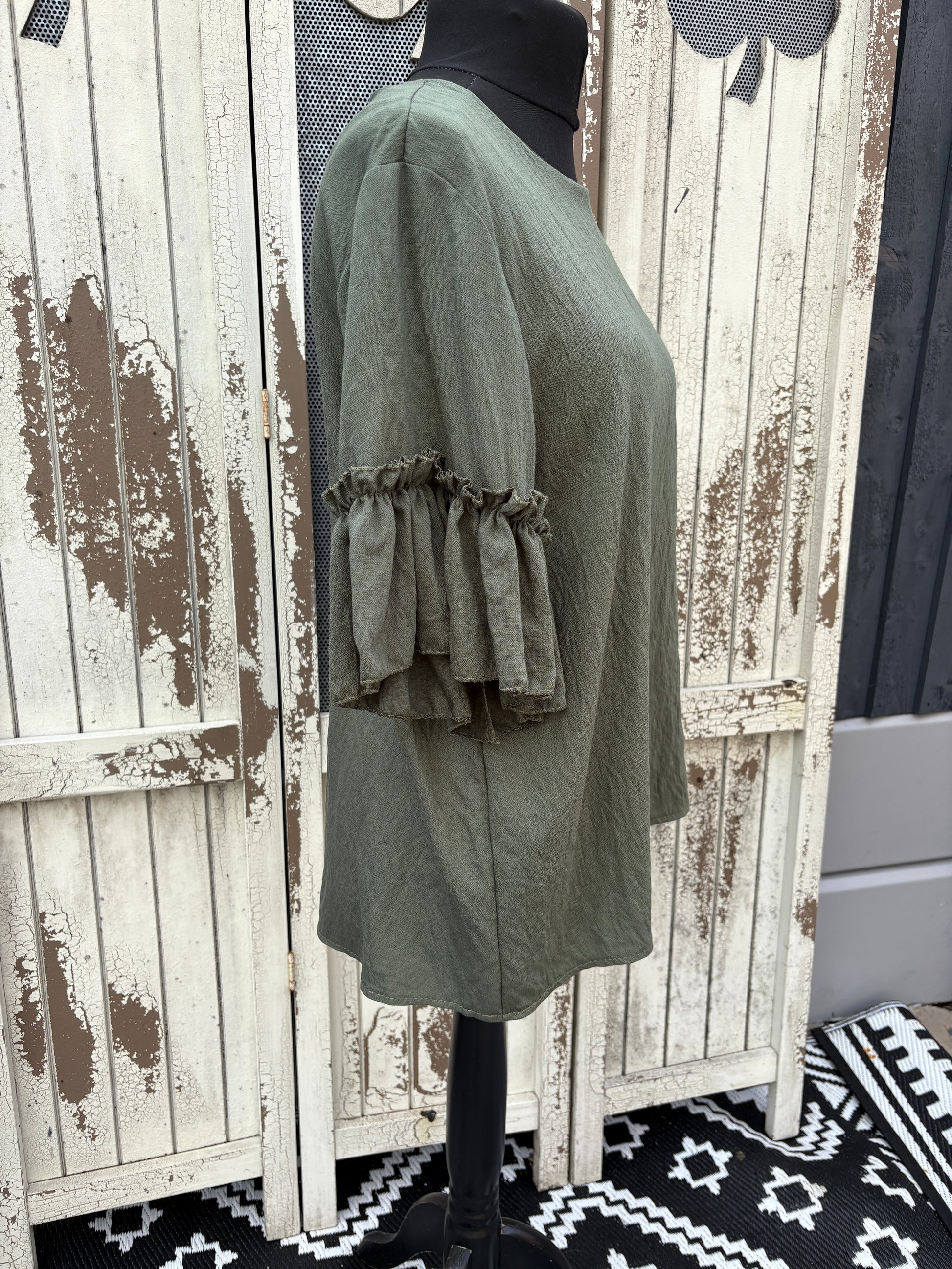 Made in Italy Frilled Sleeve Top Various Colours