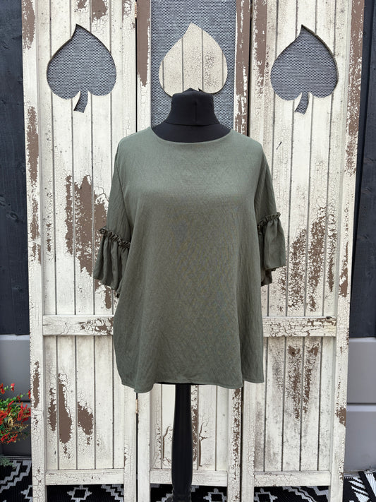 Made in Italy Frilled Sleeve Top Various Colours