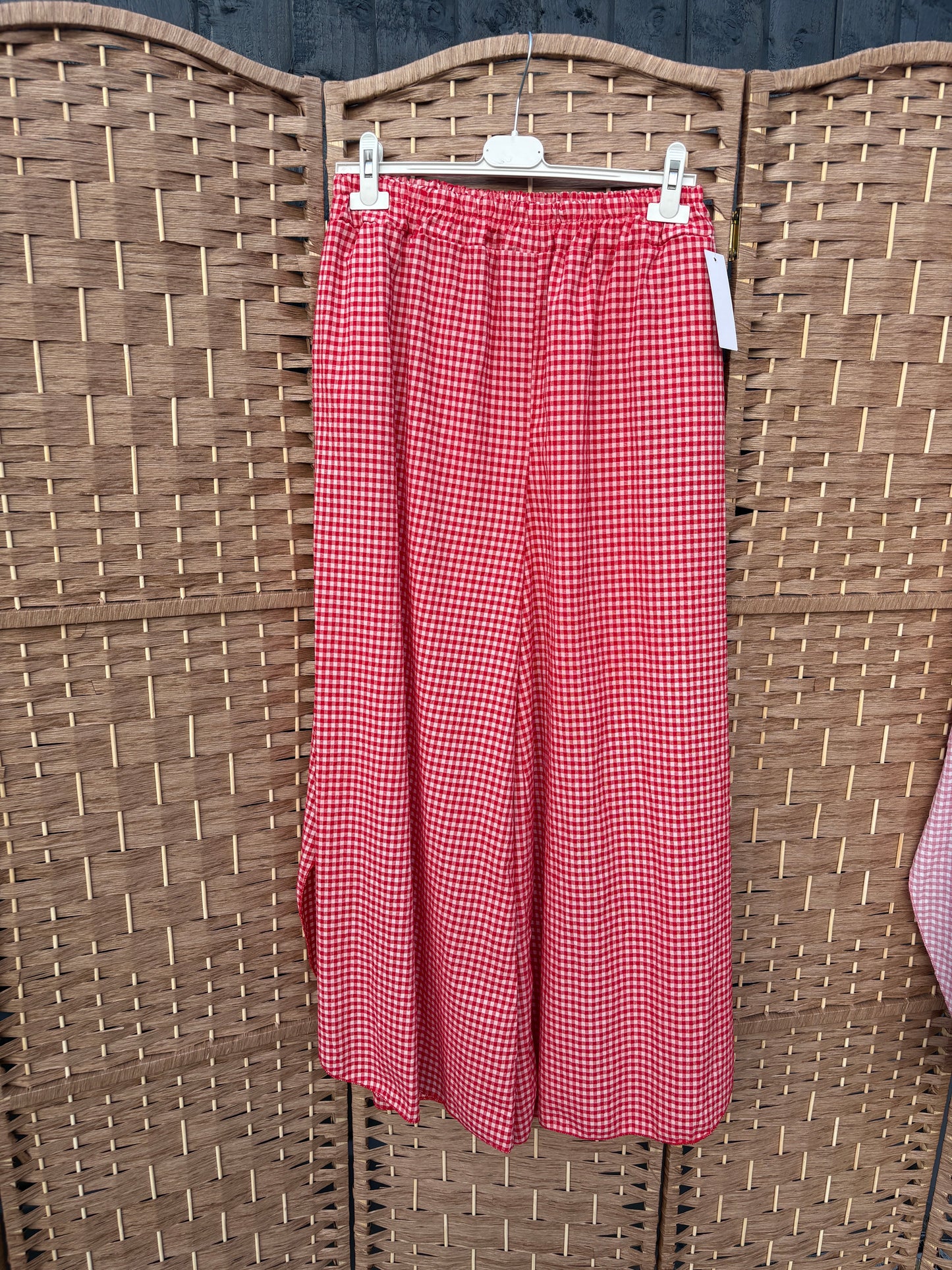 Made in Italy Gingham Seersucker Wide Leg Trousers Various Colours