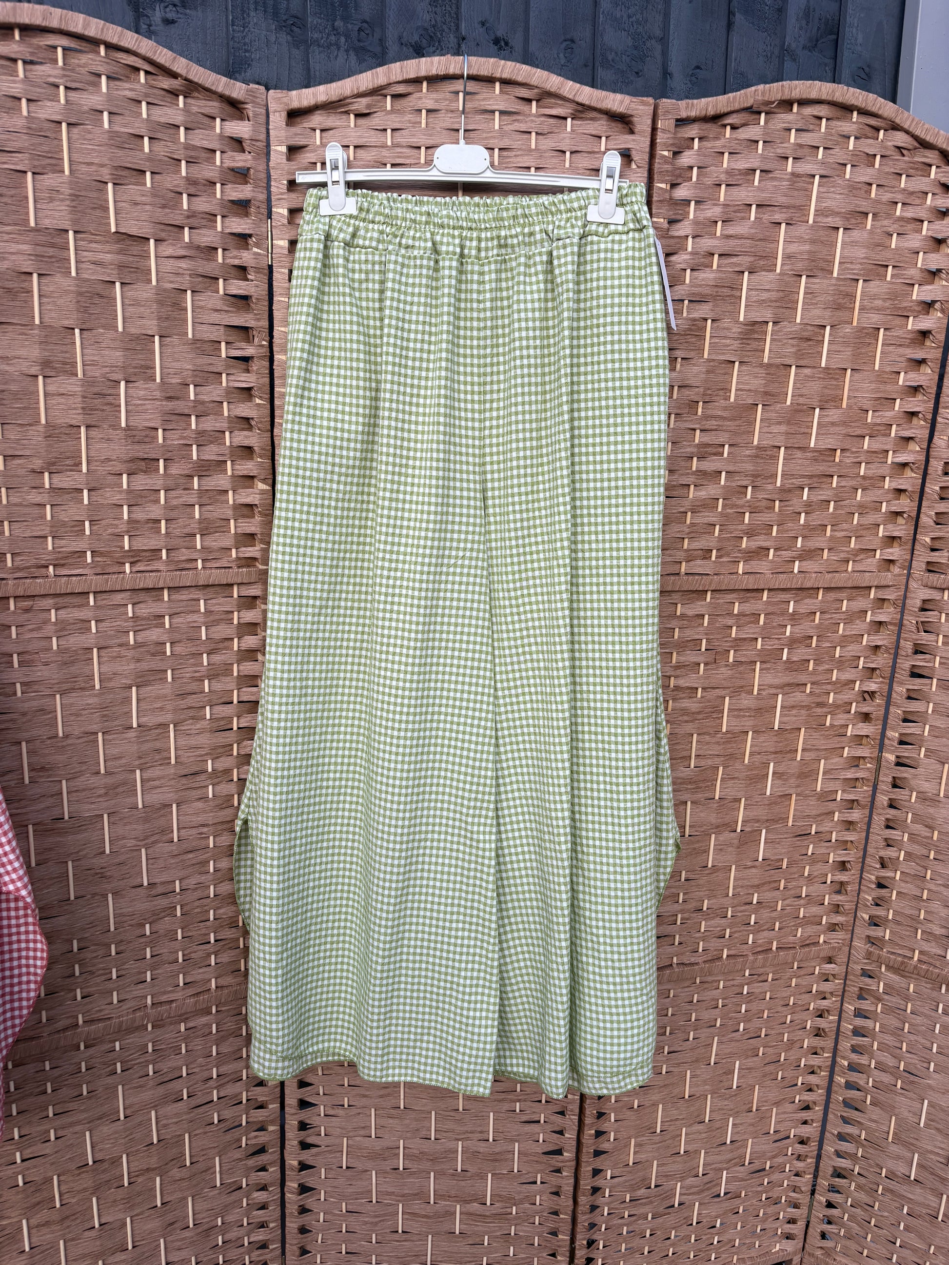Made in Italy Gingham Seersucker Wide Leg Trousers Various Colours