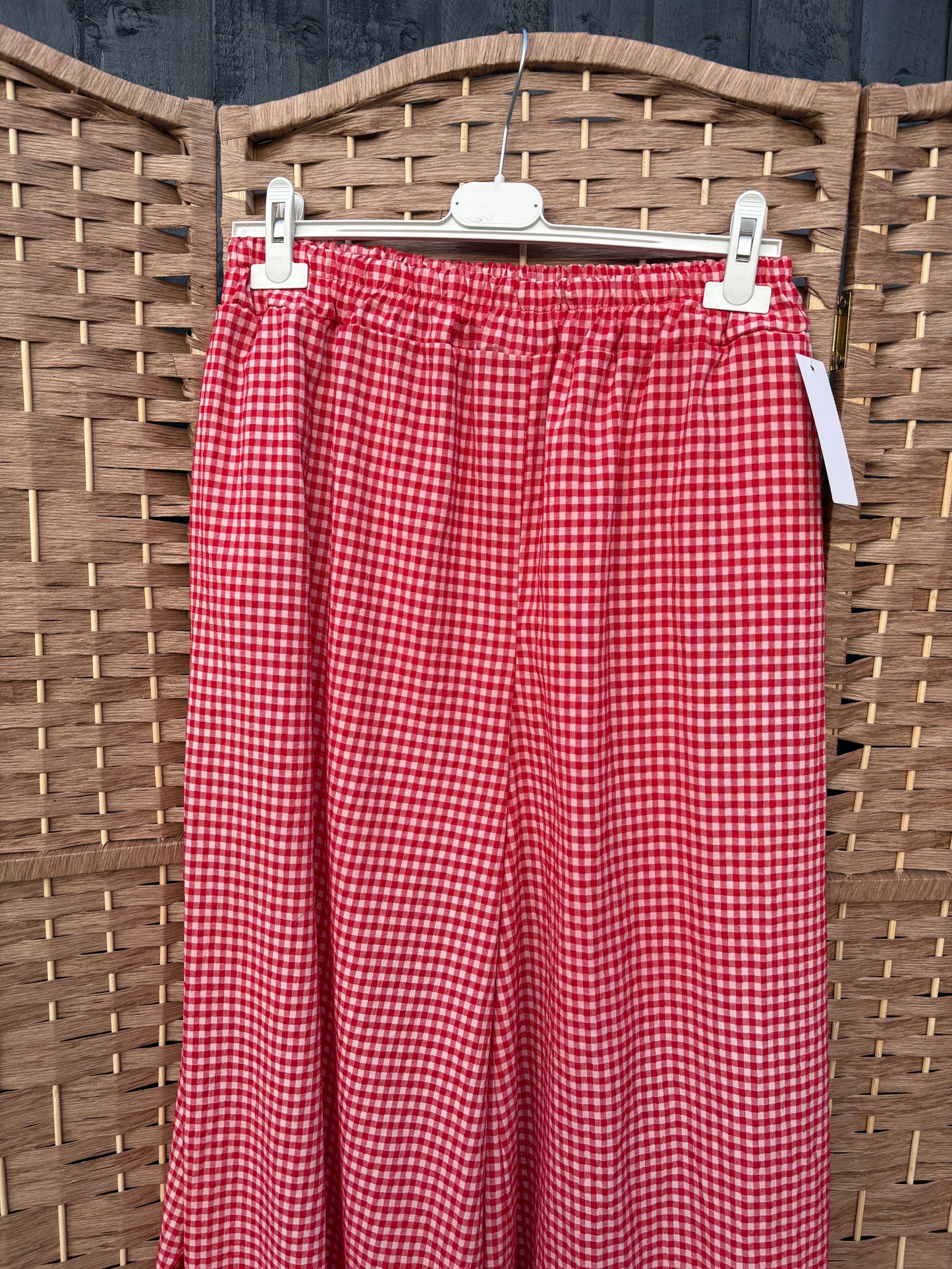 Made in Italy Gingham Seersucker Wide Leg Trousers Various Colours