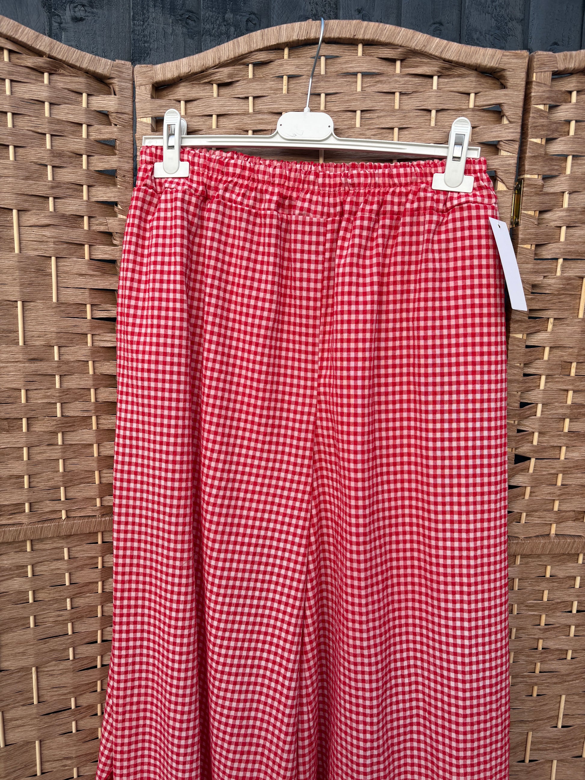Made in Italy Gingham Seersucker Wide Leg Trousers Various Colours