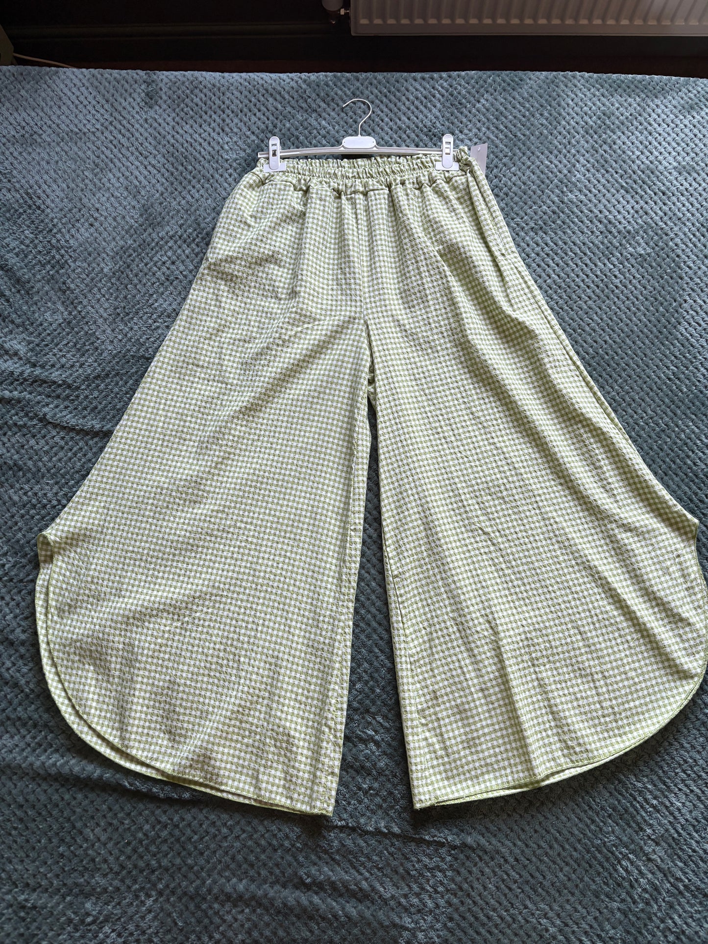 Made in Italy Gingham Seersucker Wide Leg Trousers Various Colours