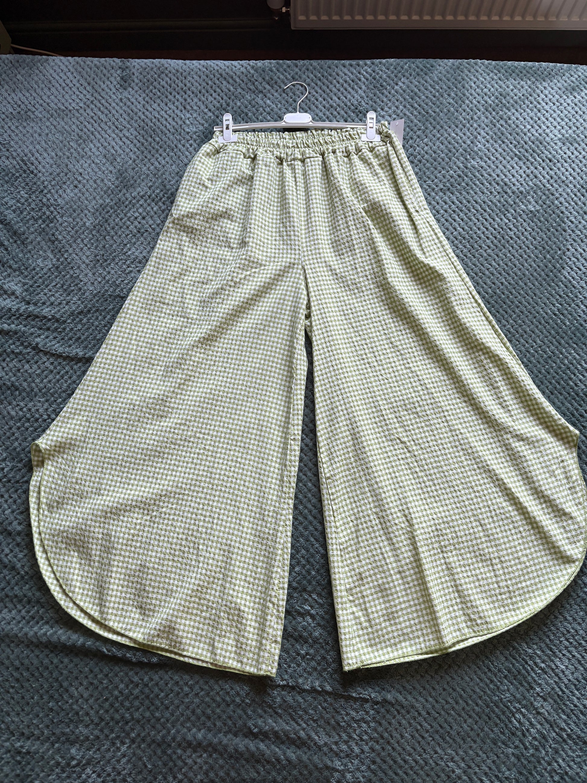 Made in Italy Gingham Seersucker Wide Leg Trousers Various Colours