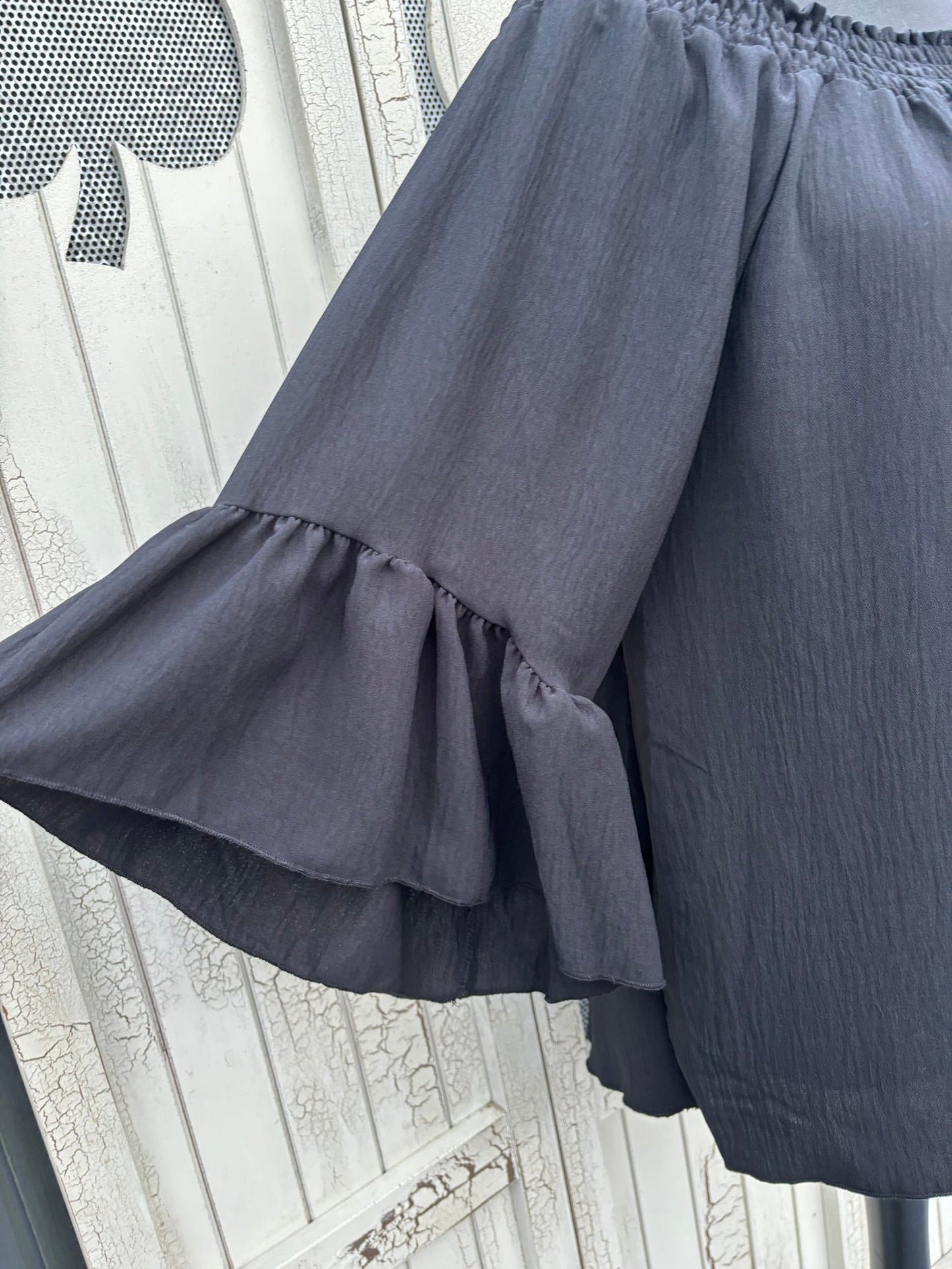 Made in Italy Ladies Bardot Top with Frilled Sleeves Various Colours