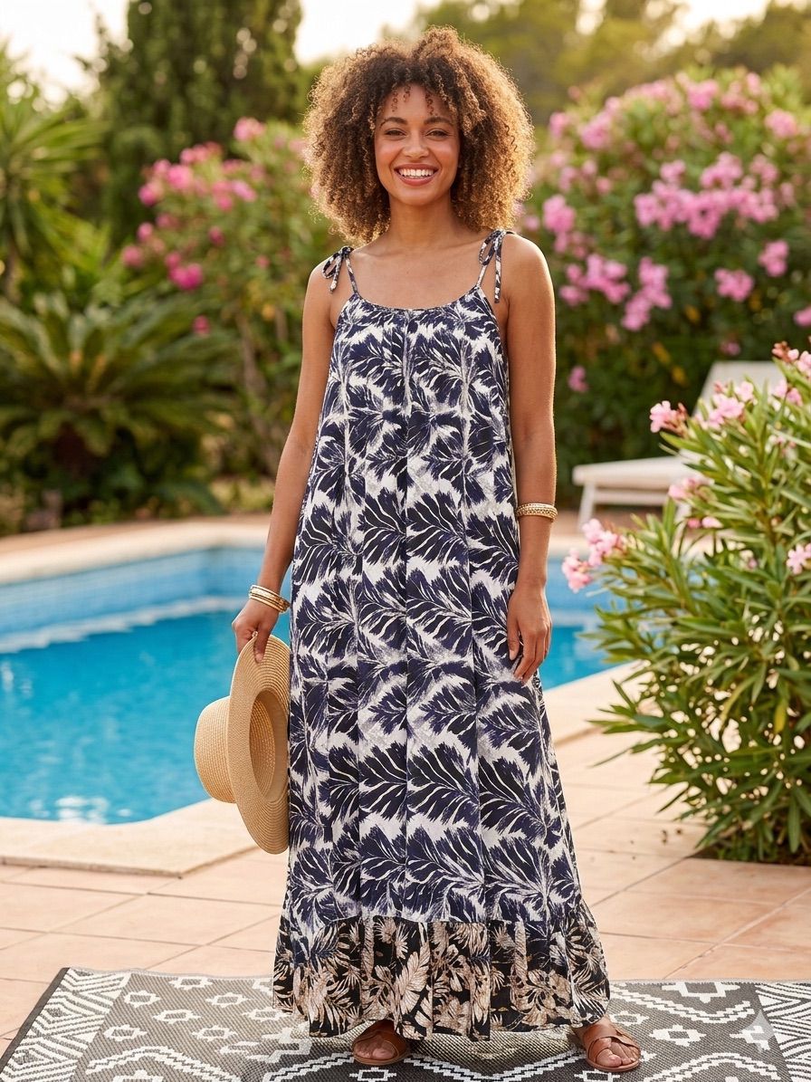 Made in Italy Leaf Print Maxi Dress Various Colours