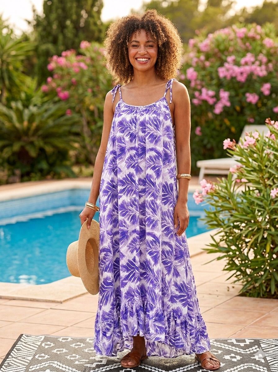 Made in Italy Leaf Print Maxi Dress Various Colours