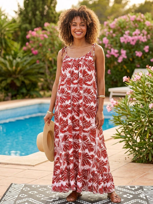 Made in Italy Leaf Print Maxi Dress Various Colours