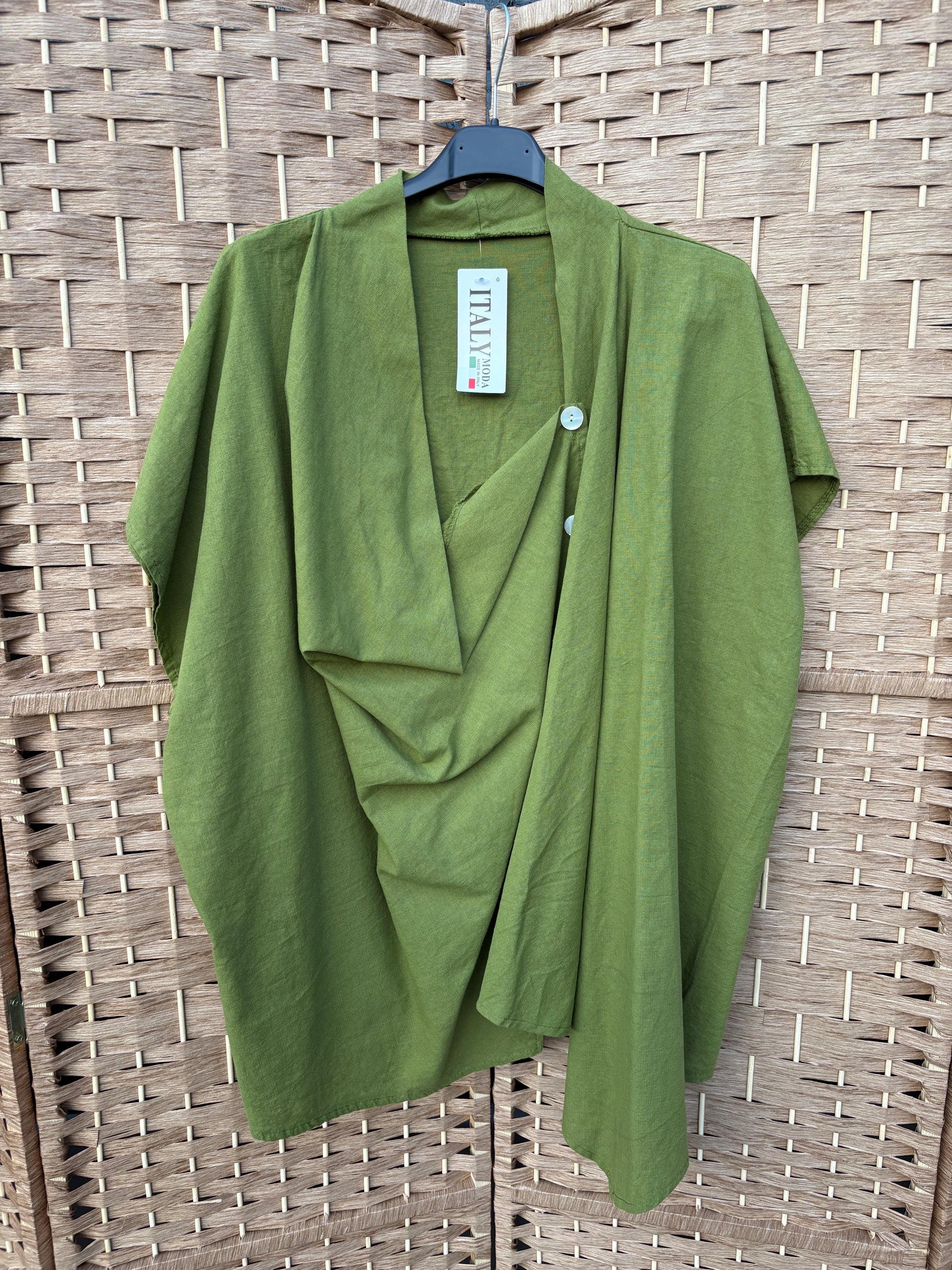 Made in Italy Linen Blend Drape Top Various Colours