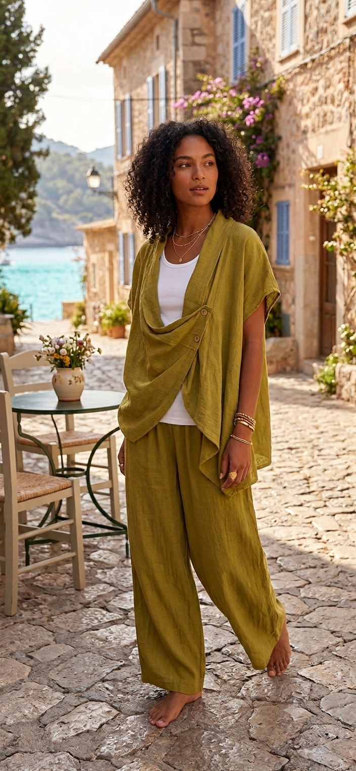 Made in Italy Linen Blend Drape Top Various Colours