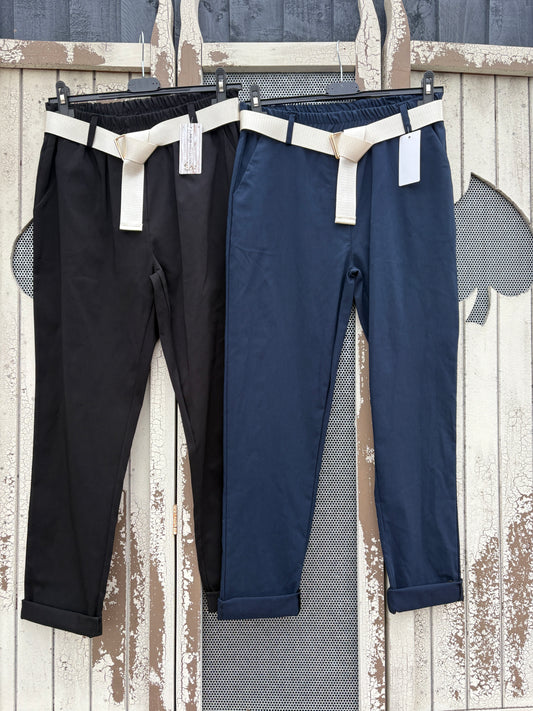 Made in Italy Magic Trousers With Belt Various Colours
