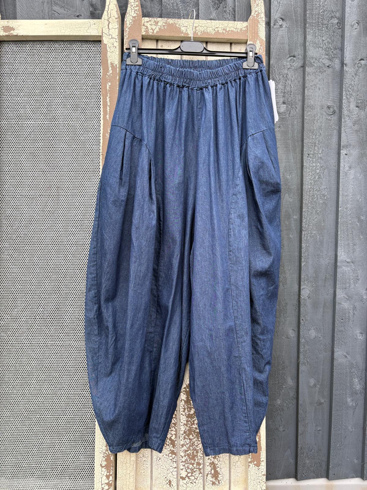 Made in Italy Milano Barrel Shaped Cocoon Trousers (Denim)
