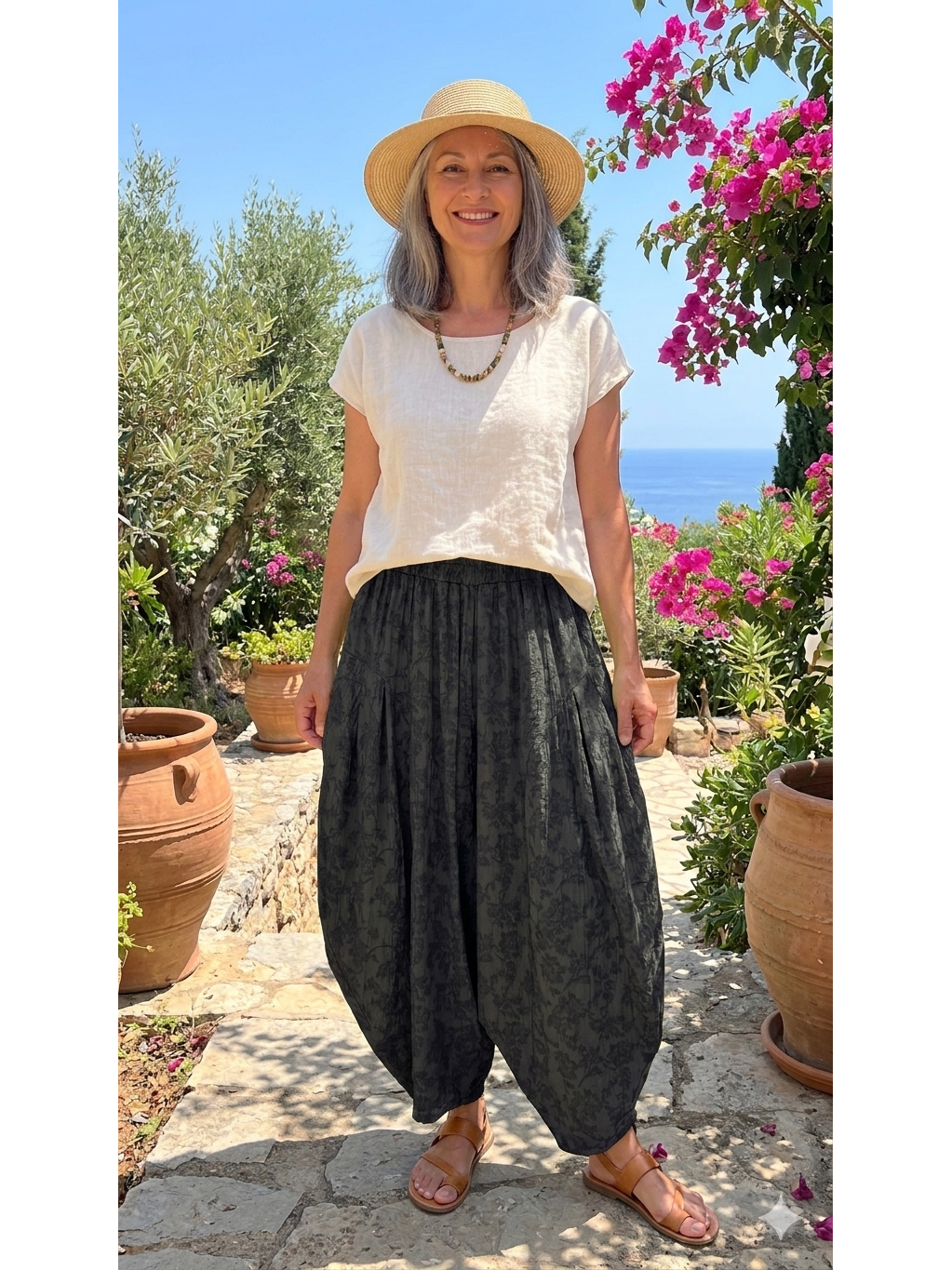 Made in Italy Milano Barrel Shaped Cocoon Trousers (Summer Jacquard)
