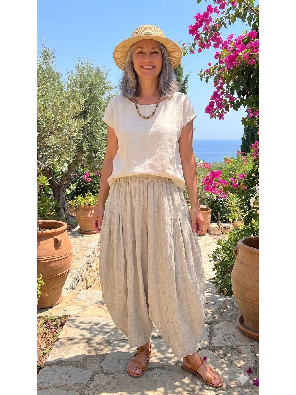 Made in Italy Milano Barrel Shaped Cocoon Trousers (Summer Jacquard)
