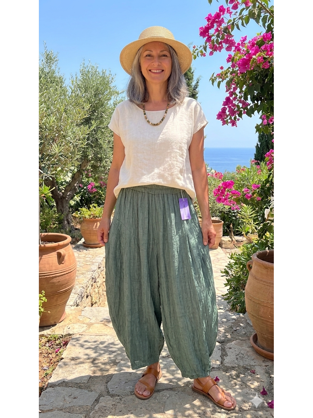 Made in Italy Milano Barrel Shaped Cocoon Trousers (Summer Jacquard)