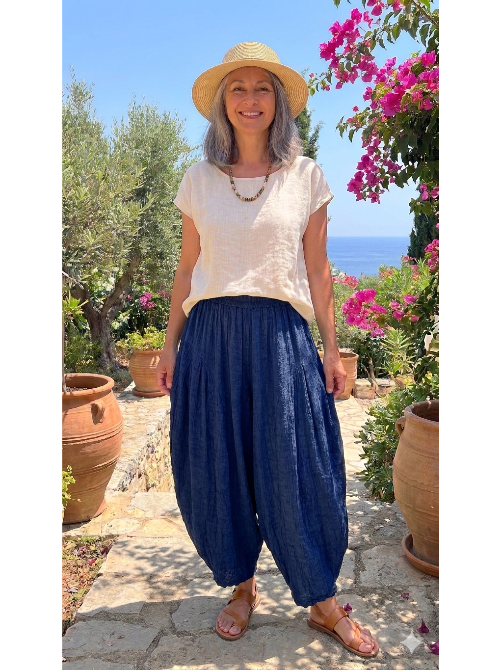 Made in Italy Milano Barrel Shaped Cocoon Trousers (Summer Jacquard)