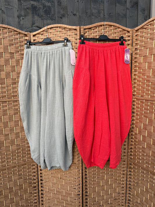 Made in Italy Milano Barrel Shaped Cocoon Trousers (Summer Pillow Cotton)