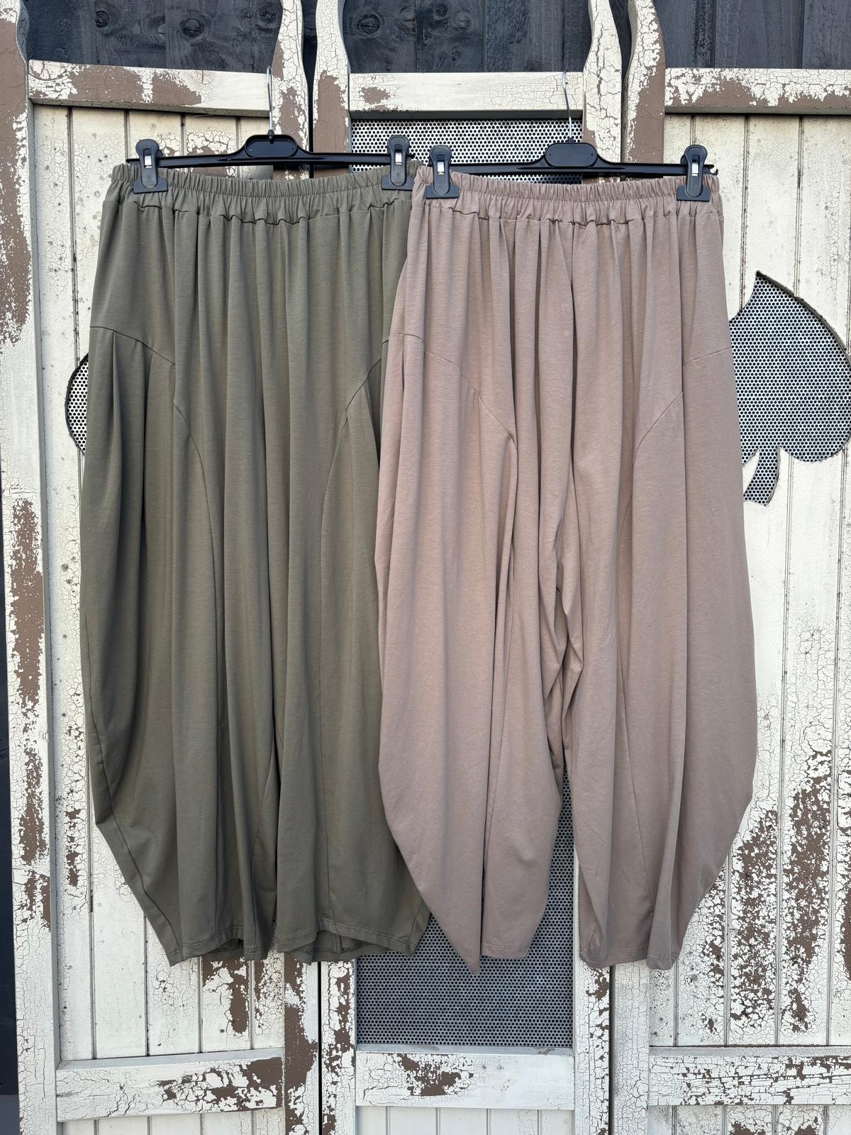 Made in Italy Milano Barrel Style Jersey Cocoon Trousers Various Colours