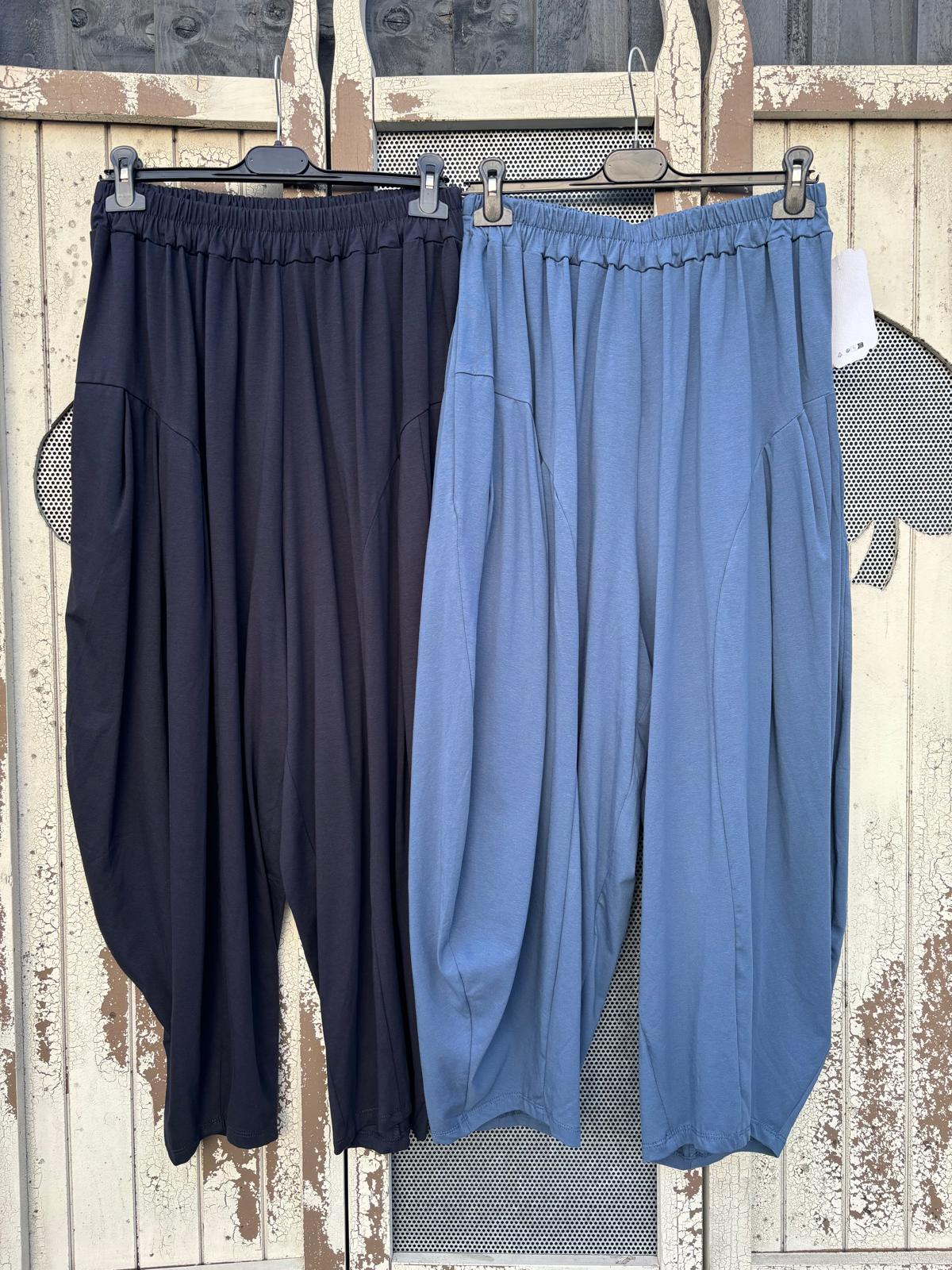 Made in Italy Milano Barrel Style Jersey Cocoon Trousers Various Colours