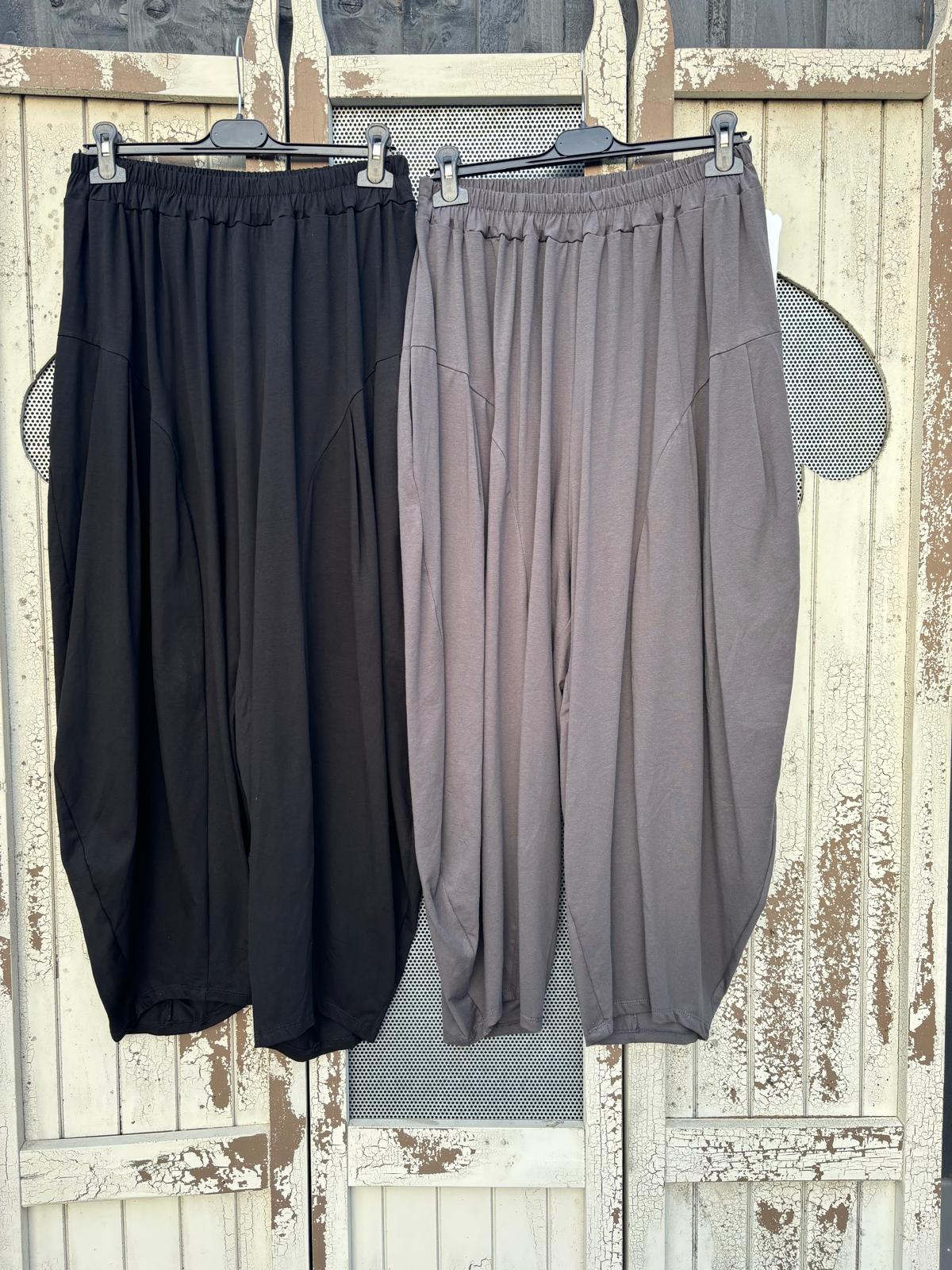 Made in Italy Milano Barrel Style Jersey Cocoon Trousers Various Colours