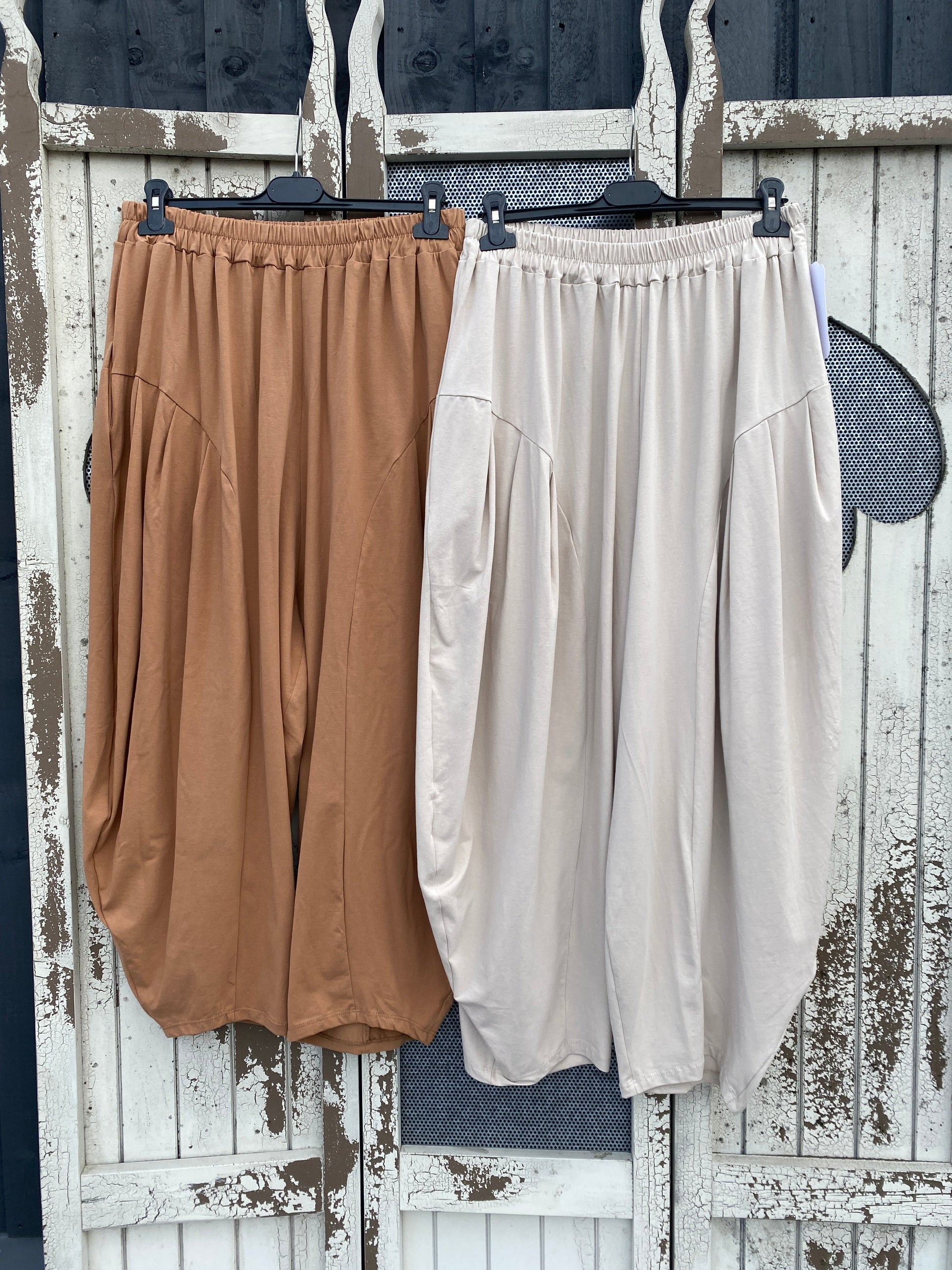 Made in Italy Milano Barrel Style Jersey Cocoon Trousers Various Colours