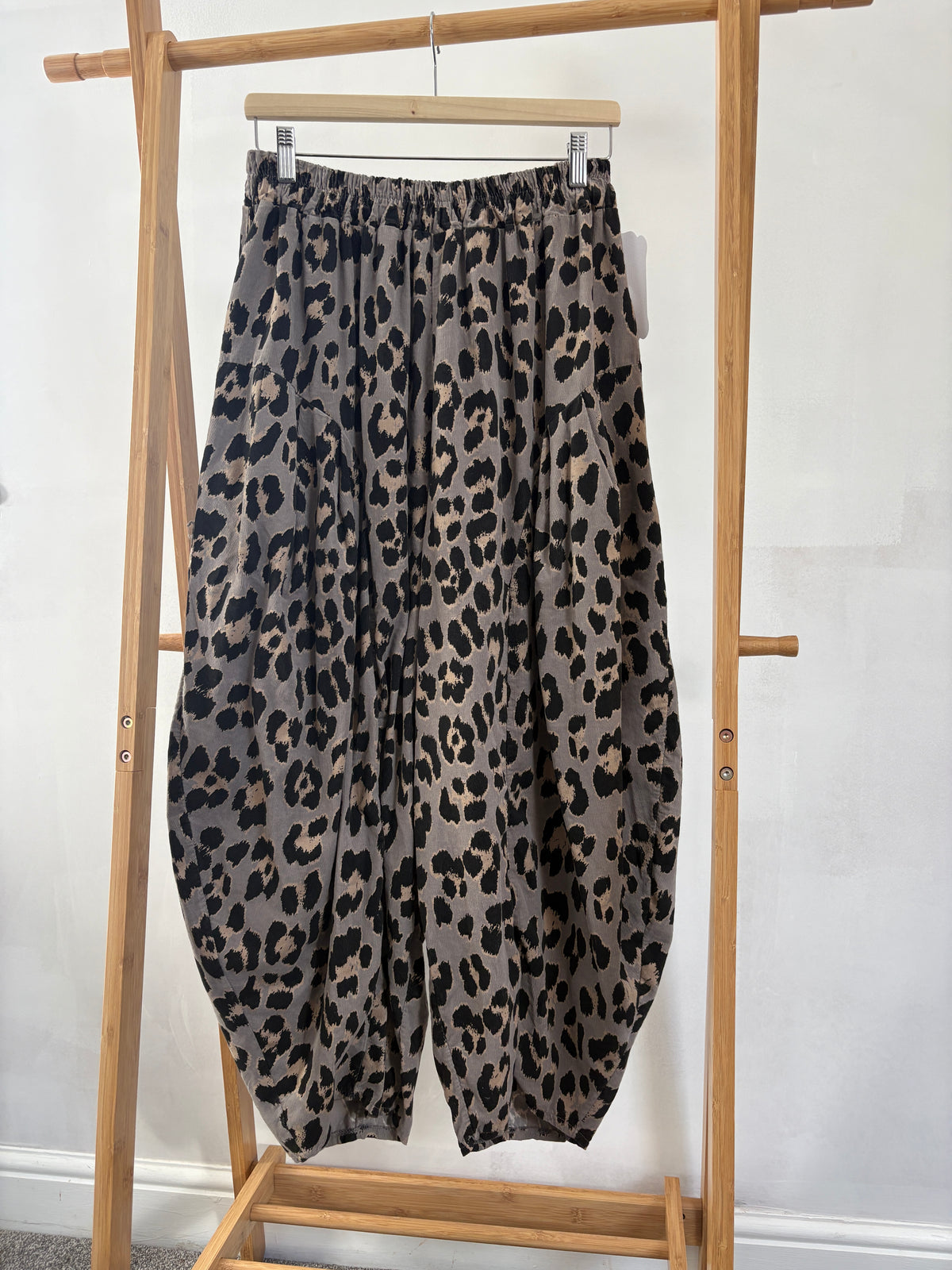 Made in Italy Milano Needlecord Barrel Leg Cocoon Trousers Various Colours Animal Print