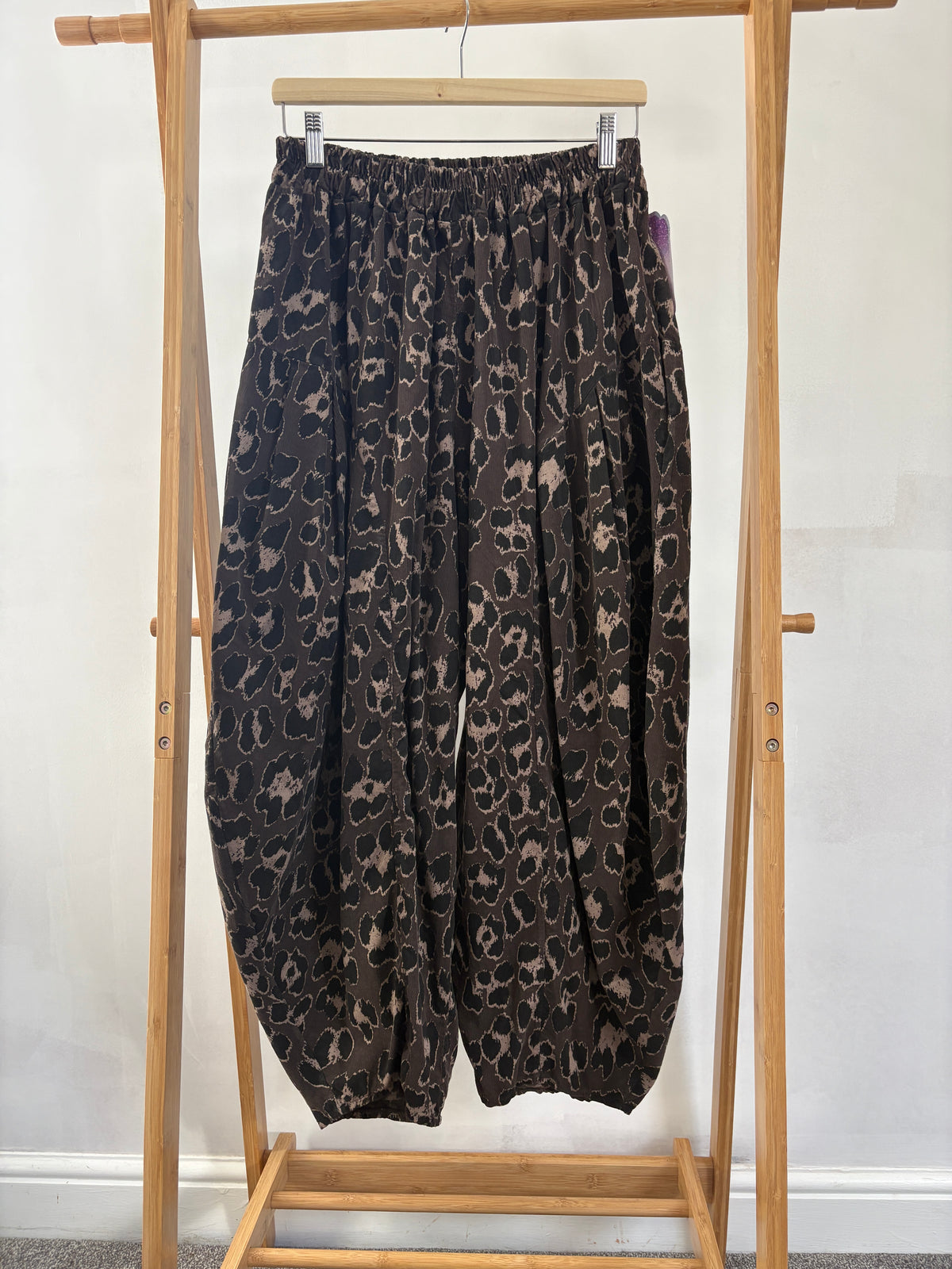 Made in Italy Milano Needlecord Barrel Leg Cocoon Trousers Various Colours Animal Print