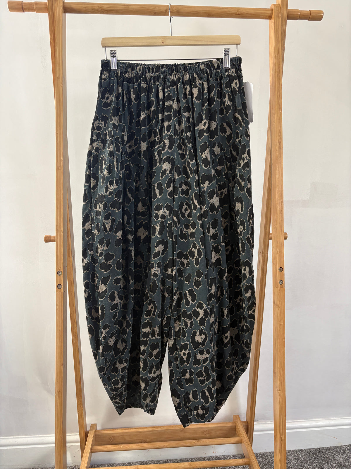 Made in Italy Milano Needlecord Barrel Leg Cocoon Trousers Various Colours Animal Print