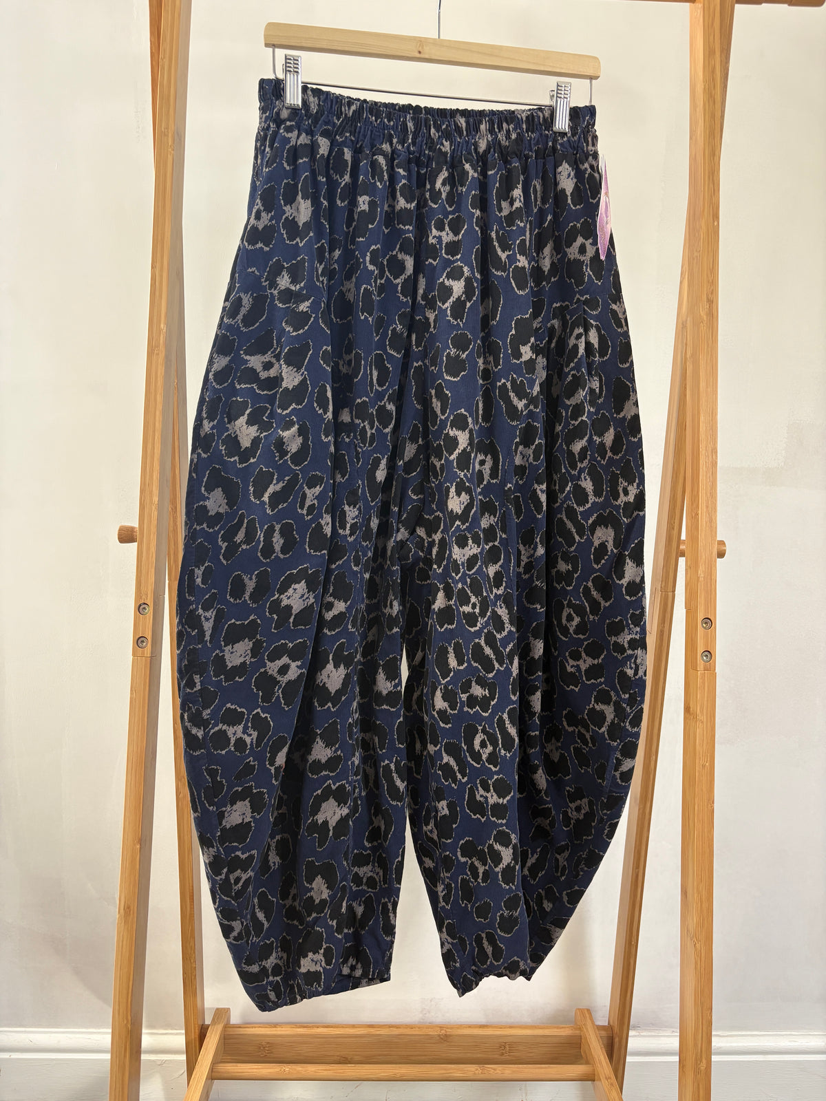 Made in Italy Milano Needlecord Barrel Leg Cocoon Trousers Various Colours Animal Print
